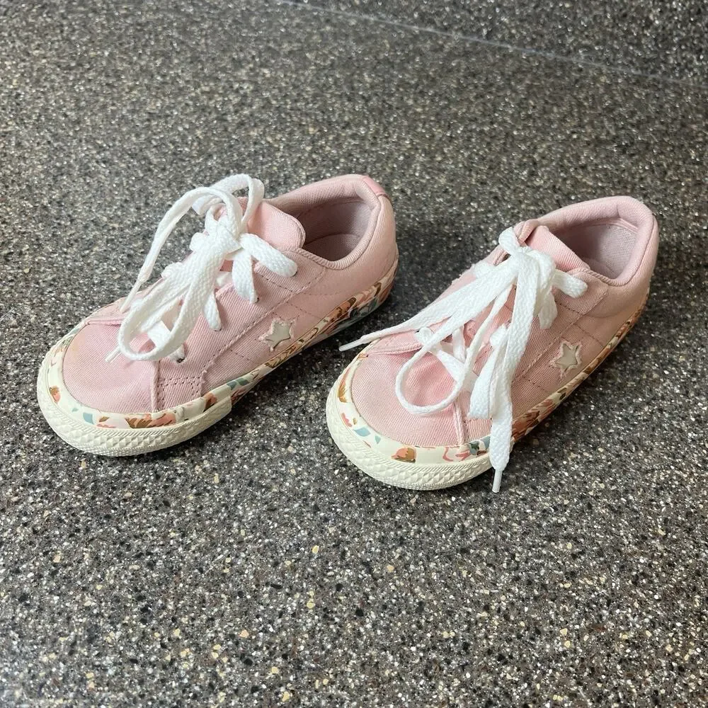 Converse One Star Pink Floral Sole Canvas Sneaker Girls Infant Sz 9 Lace Up Low
